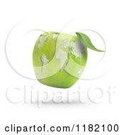Poster, Art Print Of 3d Floating Green Apple With A Carved Map