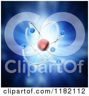Clipart Of A 3d Atom Model Over Blue Royalty Free CGI Illustration by Mopic