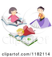 Poster, Art Print Of Happy Imaginative Children On Story Books