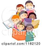 Poster, Art Print Of Group Of Diverse Children Holding Books