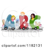 Poster, Art Print Of Happy Diverse School Children In Abc Cars