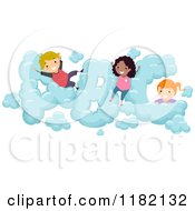 Poster, Art Print Of Happy Diverse School Children In Abc Clouds