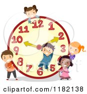 Poster, Art Print Of Happy Diverse School Children With A Giant Clock