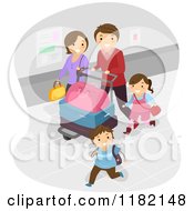 Poster, Art Print Of Happy Family With Luggage In An Airport