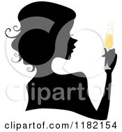 Poster, Art Print Of Black Silhouetted Woman With Yellow Champagne