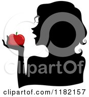 Poster, Art Print Of Black Silhouetted Woman Holding A Red Apple