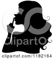 Poster, Art Print Of Black Silhouetted Woman Holding A Finger To Her Lips
