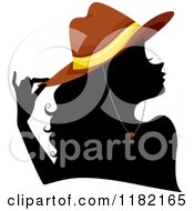 Poster, Art Print Of Black Silhouetted Woman With A Brown Cowgirl Hat