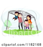 Poster, Art Print Of Happy Family Playing On Monkey Bars