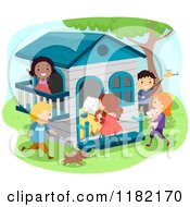 Poster, Art Print Of Happy Diverse Children At A Play House