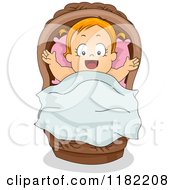 Happy Red Haired Toddler Girl In A Baby Basket