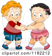 Poster, Art Print Of Toddler Children Holding Hands And Dancing