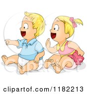 Cartoon Of Toddler Children Laughing And Pointing Royalty Free Vector Clipart