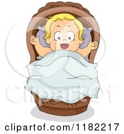 Happy Blond Baby In A Basket