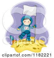 Poster, Art Print Of Happy Astronaut Boy With A Sign On The Moon
