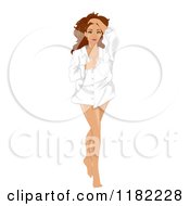 Cartoon Of A Sexy Pinup Woman In An Oversized Shirt Royalty Free Vector Clipart