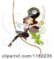 Poster, Art Print Of Sexy Pirate Pinup Woman And Parrot On A Swinging Rope
