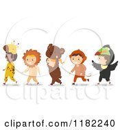 Poster, Art Print Of Line Of Children In Animal Costumes