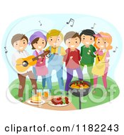 Poster, Art Print Of Happy Group Of People Dancing At A Barbeque Party