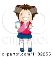 Happy Brunette Girl Holding A Cup And A Vitamin