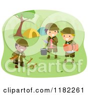 Poster, Art Print Of Three Scout Boys Preparing Camp