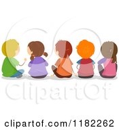 Poster, Art Print Of Rear View Of Children Sitting On The Floor