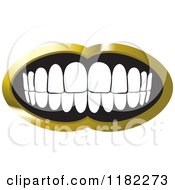 Poster, Art Print Of Human Teeth With A Gold Frame