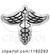 Clipart Of A Silver Caduceus Icon Royalty Free Vector Illustration by Lal Perera