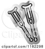 Clipart Of A Crutches Over Silver Icon Royalty Free Vector Illustration by Lal Perera