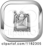 Clipart Of A Medical Record On A Silver And White Icon Royalty Free Vector Illustration