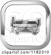 Clipart Of A Hospital Bed On A Silver And White Icon Royalty Free Vector Illustration
