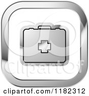Clipart Of A First Aid Kit On A Silver And White Icon Royalty Free Vector Illustration