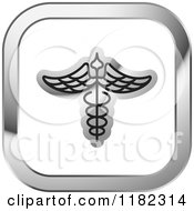 Clipart Of A Caduceus On A Silver And White Icon Royalty Free Vector Illustration