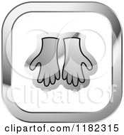Clipart Of Gloves On A Silver And White Icon Royalty Free Vector Illustration