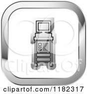 Clipart Of A Diagnosis Monitor On A Silver And White Icon Royalty Free Vector Illustration