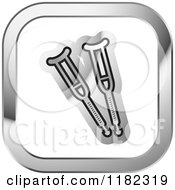 Clipart Of Crutches On A Silver And White Icon Royalty Free Vector Illustration