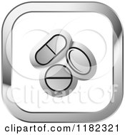 Clipart Of A Silver And White Pills On Icon Royalty Free Vector Illustration