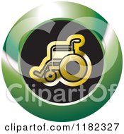 Poster, Art Print Of Gold Wheelchair On A Black And Green Icon