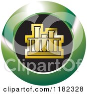 Clipart Of A Gold Test Tube Rack On A Black And Green Icon Royalty Free Vector Illustration