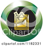 Clipart Of A Gold Medical Record On A Black And Green Icon Royalty Free Vector Illustration