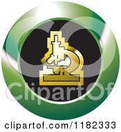 Clipart Of A Gold Microscope On A Black And Green Icon Royalty Free Vector Illustration by Lal Perera
