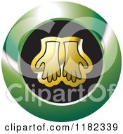 Clipart Of Gold Gloves On A Black And Green Icon Royalty Free Vector Illustration