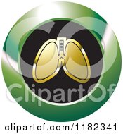 Clipart Of Gold Lungs On A Black And Green Icon Royalty Free Vector Illustration