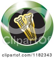 Clipart Of Gold Crutches On A Black And Green Icon Royalty Free Vector Illustration