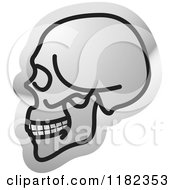 Clipart Of A Silver Skull Icon 2 Royalty Free Vector Illustration