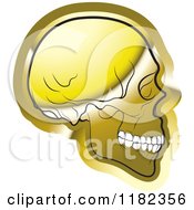 Poster, Art Print Of Gold Human Skull In Profile