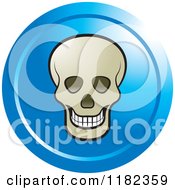 Clipart Of A Skull On A Blue Icon Royalty Free Vector Illustration