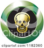 Clipart Of A Gold Skull On A Black And Green Icon Royalty Free Vector Illustration