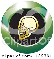 Clipart Of A Gold Skull On A Black And Green Icon 2 Royalty Free Vector Illustration