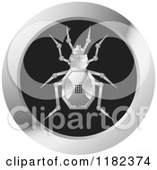 Poster, Art Print Of Silver Robot Beetle On A Round Icon